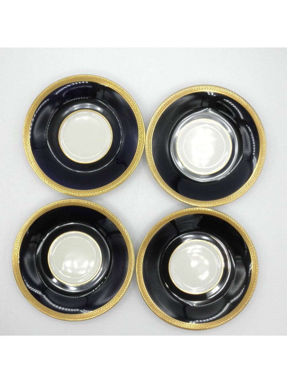 Diane Cobalt Blue Band by Syracuse Footed Cup & Saucer Set of 4 Pattern SY DIACB - Picture 11 of 13